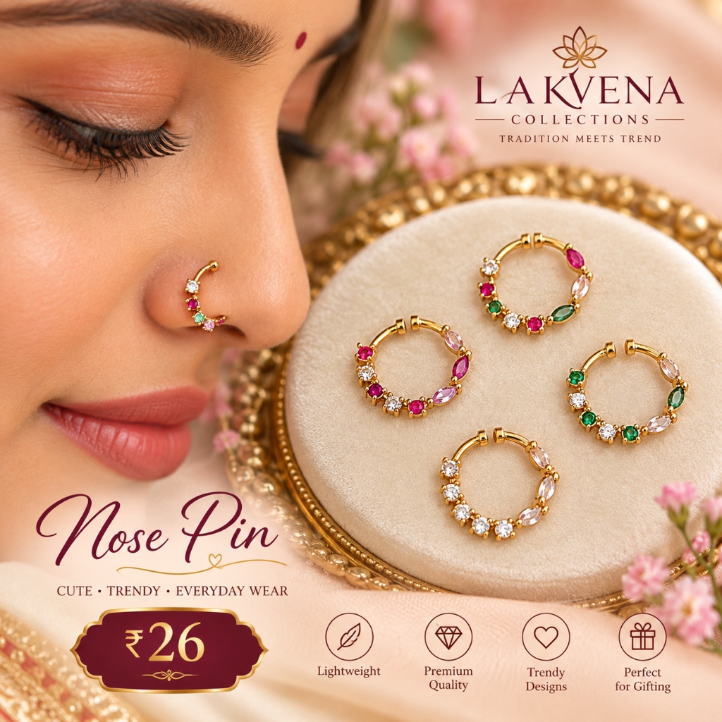 Lakvena Cute Trendy Non-Piercing CZ Stone Nose Pin