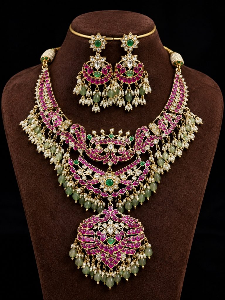 Royal Ruby Emerald Kundan Grand Bridal Choker Set