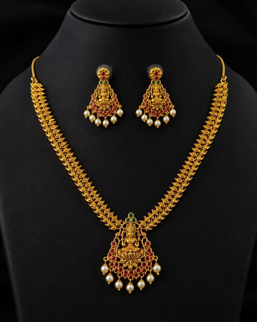 Lakvena Antique Temple Goddess Lakshmi Haram Set